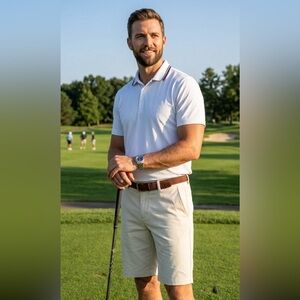 Puma Khaki Golf Shorts Dry Fit 11” Inseam Flat Front, Casual Work, Men’s Size M